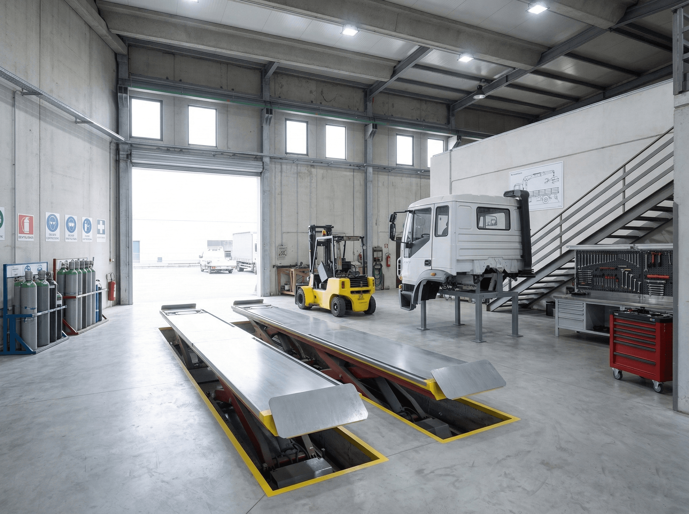 Truck bodywork detail in the workshop