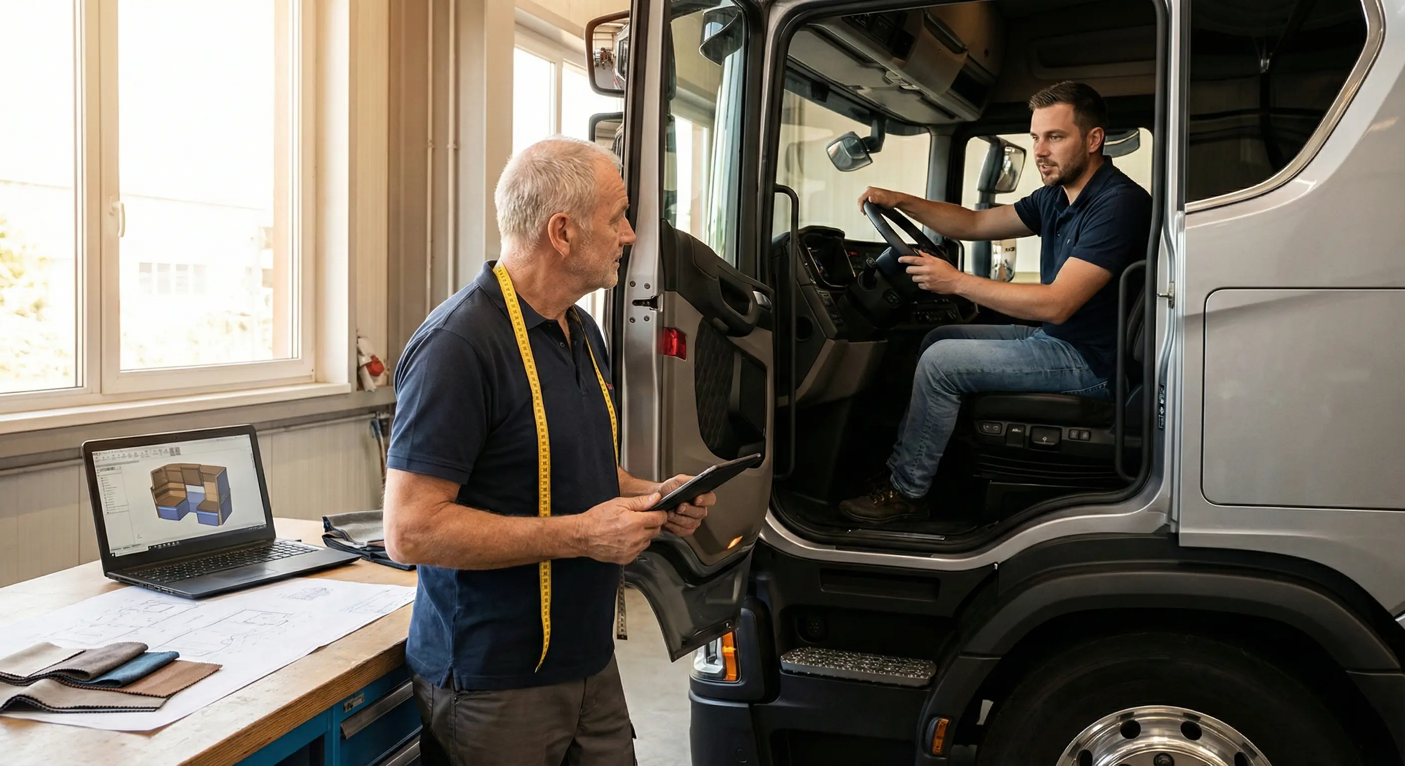 Camion Galia en cours d'aménagement sur mesure